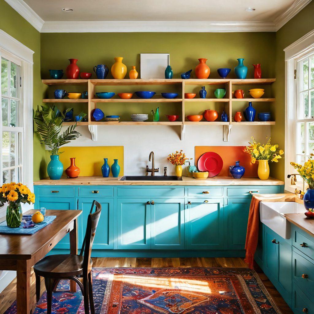 A vibrant and inviting room showcasing beautifully crafted DIY cabinetry, with stylish decor elements like colorful vases and art pieces. Include a person engaged in the cabinetry project, surrounded by tools and materials, with a warm sunlight filtering through a window. The ambiance should exude creativity and inspiration. super-realistic. vibrant colors. cozy atmosphere.